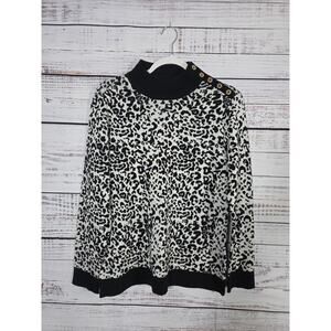 Calvin Klein Women's Leopard Print Sweater Medium Blk White size Medium